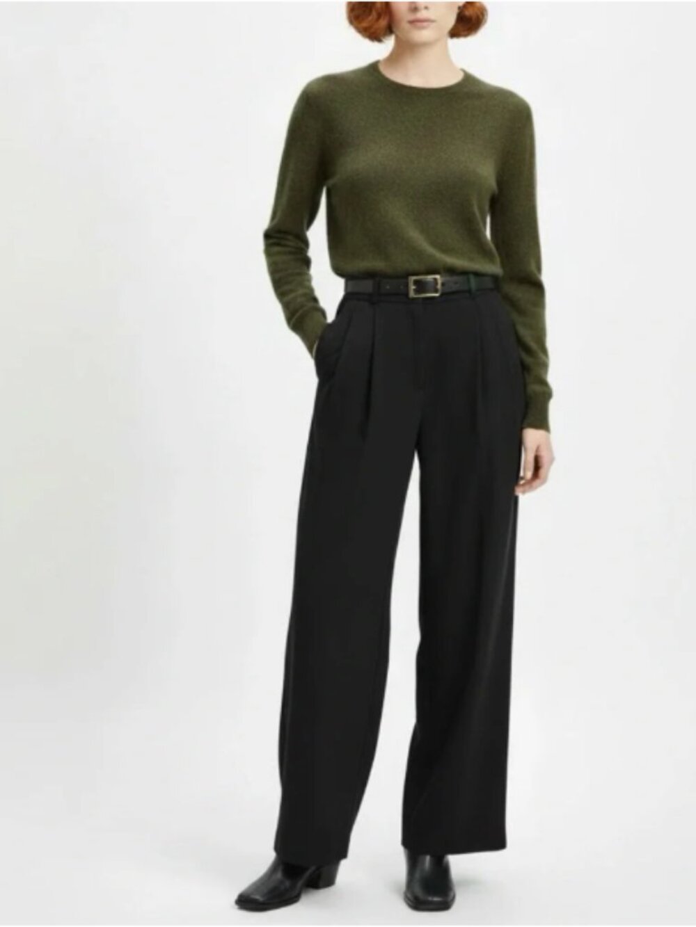 J. Crew 100% Cashmere Olive Green Knit Crew Neck Sweater S